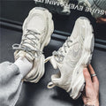 2025 spring men's new breathable mesh sneakers - trendy, versatile chunky sole athletic casual dad shoes