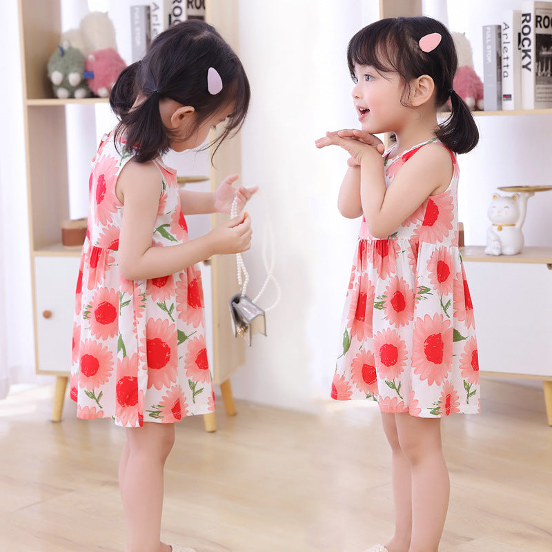 Girls' sundress, cotton gauze dress, matching family outfit, summer princess dress for older girls, baby and mom beach dress