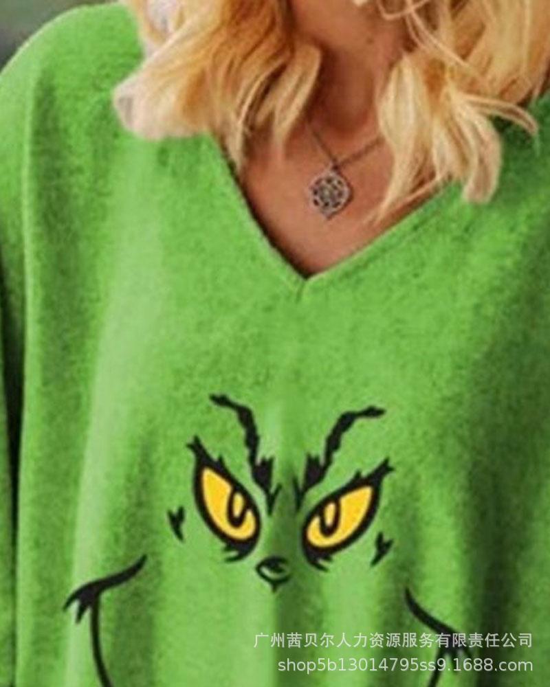 Europe, America,  ,  women's new hot-selling Christmas printed pullover long-sleeved top