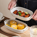 Scandinaviancasualpure color double ear handle baking dish round baking dish restaurant hotel creative baked rice plate ceramic plate plate
