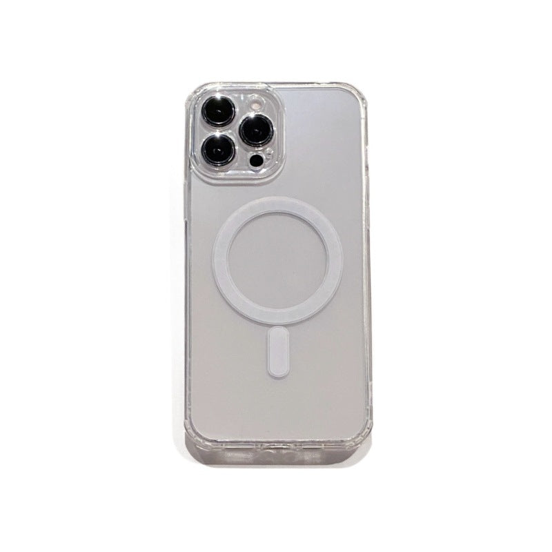 Transparent fine hole magnetic suction shell suitable for apple 16 mobile phone case all-inclusive acrylic iphone15promax protective cover