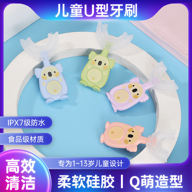 English card new manual children's U-shaped toothbrush silicone toothbrush baby mouth type oral cleaning manual U-shaped