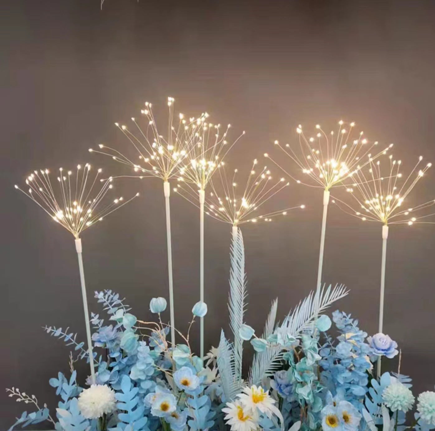 Wedding scene layout creative fireworks row and insert road guide window photography stage decoration LED copper wire smoke lamp