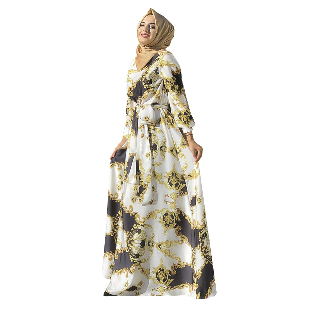 Aliexpress   new plus size african women's printed tie-up dress
