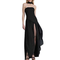 cross-border e-commerce women's fashion: european and american summer new arrivals - stylish solid color bandeau high-slit irregular dress