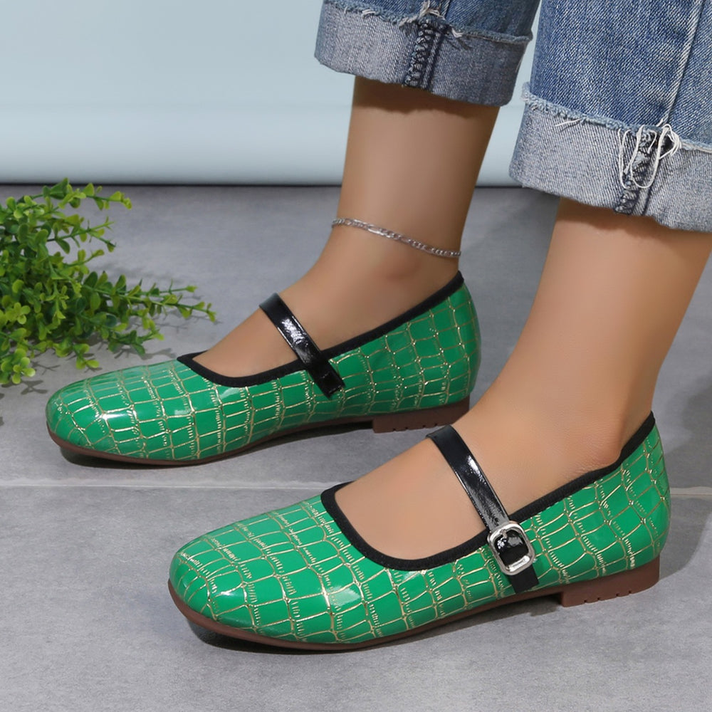 Exportplus size square toe mary jane leather shoes  spring & fall new arrivalflats one-word buckle women's shoes textureflatsflats