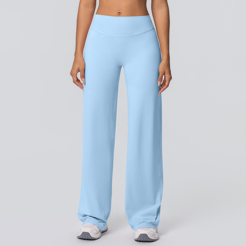 New arrival cross-border double-sided brushed pure colorhigh waistloose breathable yoga wide-leg pants running fitness yoga bell bottoms