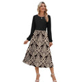 fall/winter women's long-sleeve casual flowy a-line bohemian midi dress