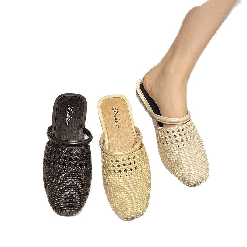 French square toe cut out toe slippers for women summer 2026 new arrivalfashionk-styleclassysenseoutwear shallow half sandals