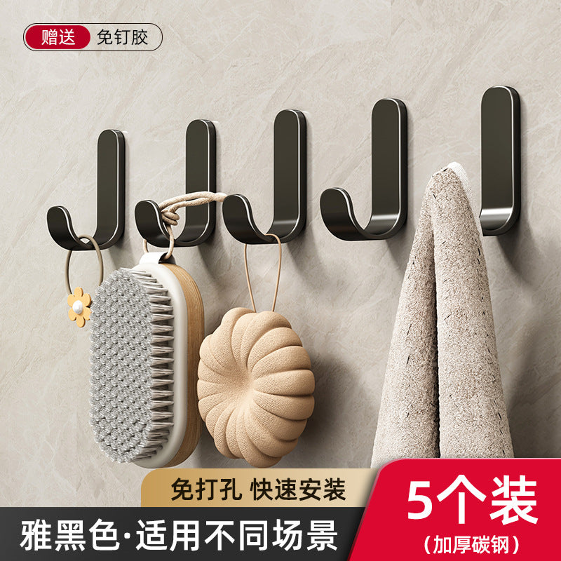 Hook adhesive punch-free kitchen wall hanging gun gray adhesive hook wall sticker wall load-bearing kitchen bathroom door back hook