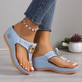 foreign trade plus size women's slippers fashionsummernew arrival beach flip-flops wedge heel round toe sandals ready stock wholesale