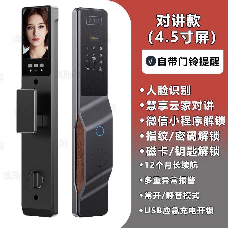 smart lock palm vein 3d face recognition smart door lock tuya intercom password lock fully automatic fingerprint lock
