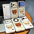 Couple glasses bear suitable for apple 18promax mobile phone case polka dot english label iphone17 soft case 16