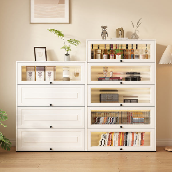 Steel flap door cabinet Household large-capacity dust-proof locker Simple five-bucket display cabinet Cream wind study storage cabinet
