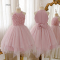 Girls' sleeveless halter dress with appliqué mesh overlay - sweet princess style for kids - perfect for export