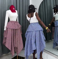 European and american cross-border women's fashion:  summer new arrival - high-waisted, asymmetrical tie-up casual a-line midi skirt