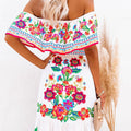 independent station new arrivalfashion spring summer one shoulder red flower printing long swing dress for women
