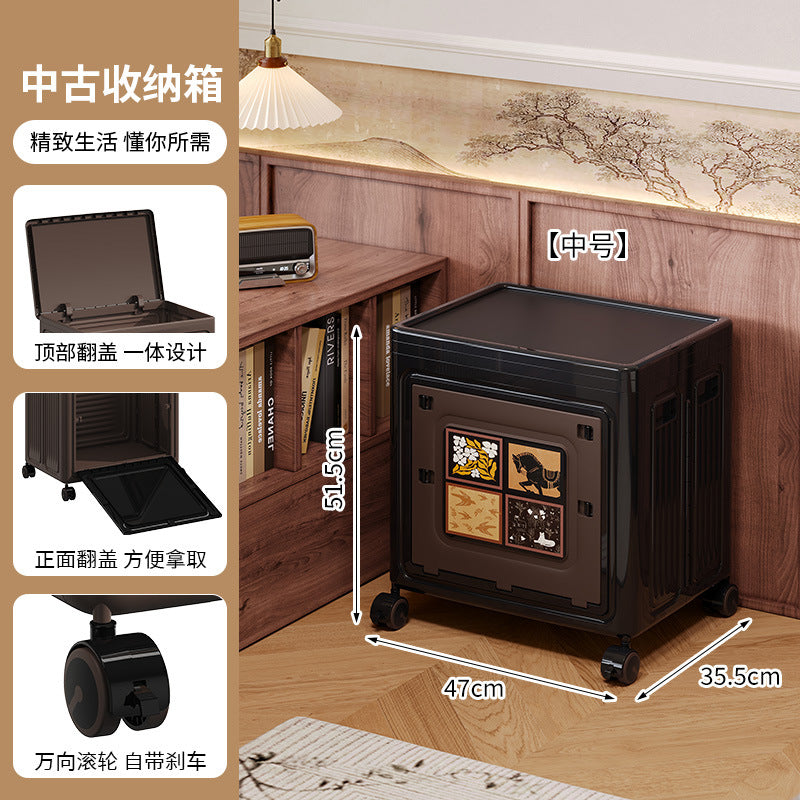 Antique storage box for clothes Large capacity flip cover finishing box Folding storage box Clothes quilt retro storage cabinet