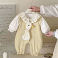 Baby princess clothes, small monthly age, spring outing clothes, western style baby girl autumn clothes, lace lace collar, romper