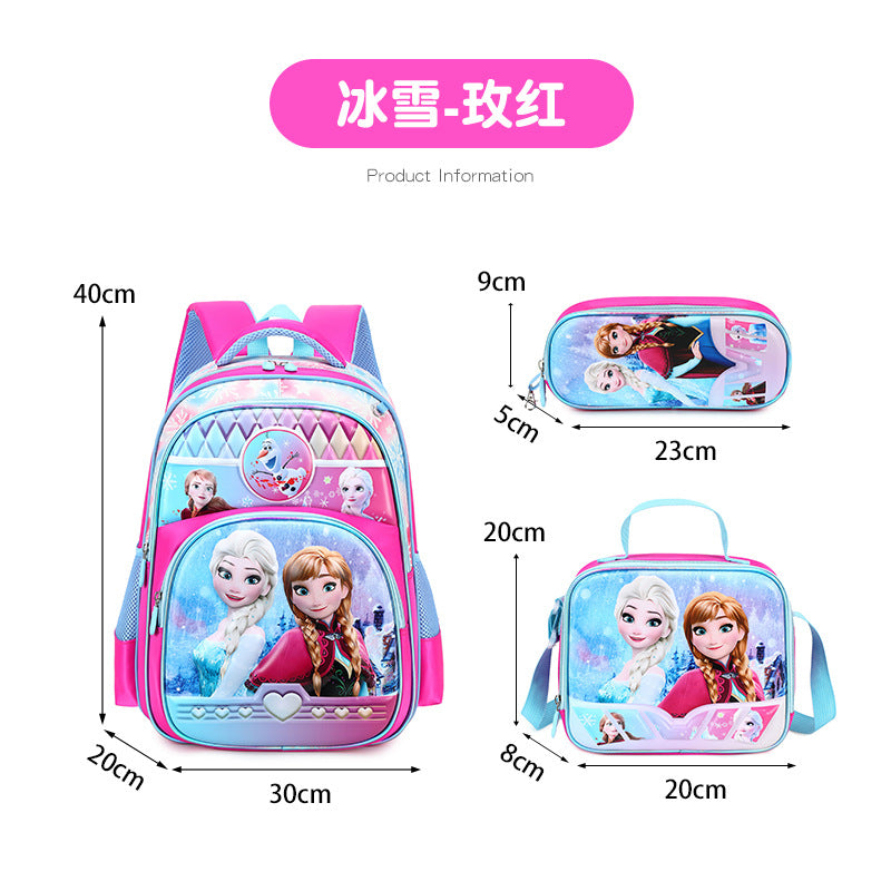 New unicorn trolley backpack set for elementary school students - cute cartoon design, three-piece set, large capacity, unisex
