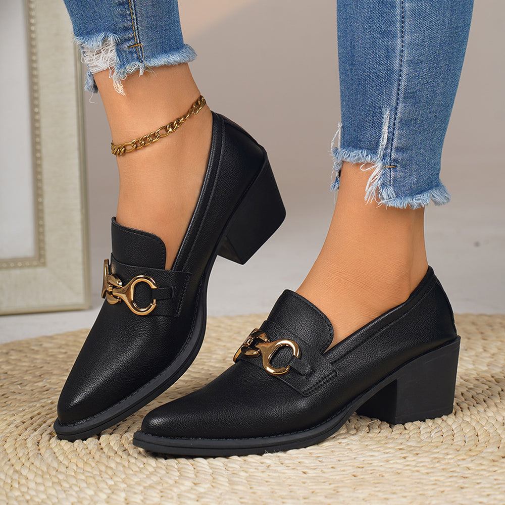 Women's high heels for export, spring  new collection: stylish, versatile, deep-v, platform, soft leather, chunky heel pumps - perfect for cross-border e-commerce