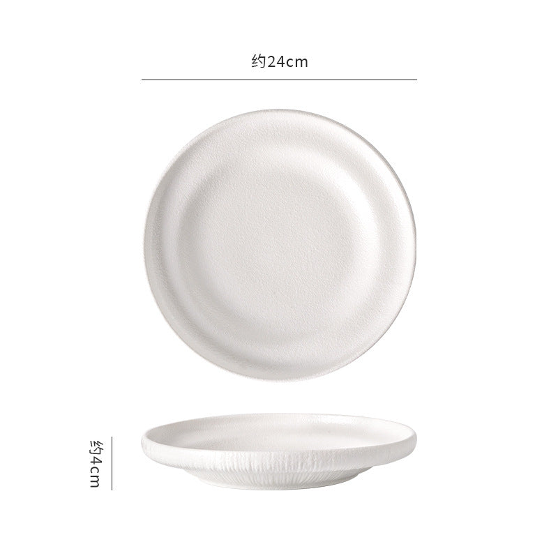 Nordic minimalist black and white ceramic steak plate - western dinner plate for restaurant, home, and hotel use - flat plate with unique creative presentation