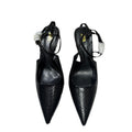 Az2024 summer new arrivals: black python print buckled stiletto mules - trendy pointed-toe open-back sweet style