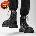 Winter men's new martin boots: trendy, versatile work boots with fleece lining, warm, thick sole, high-top, waterproof boots