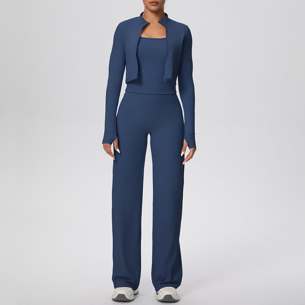 New barely-there quick-dry activewear set: outdoor casual running & fitness outfit - butt-lifting, tummy-control, wide-leg yoga leggings