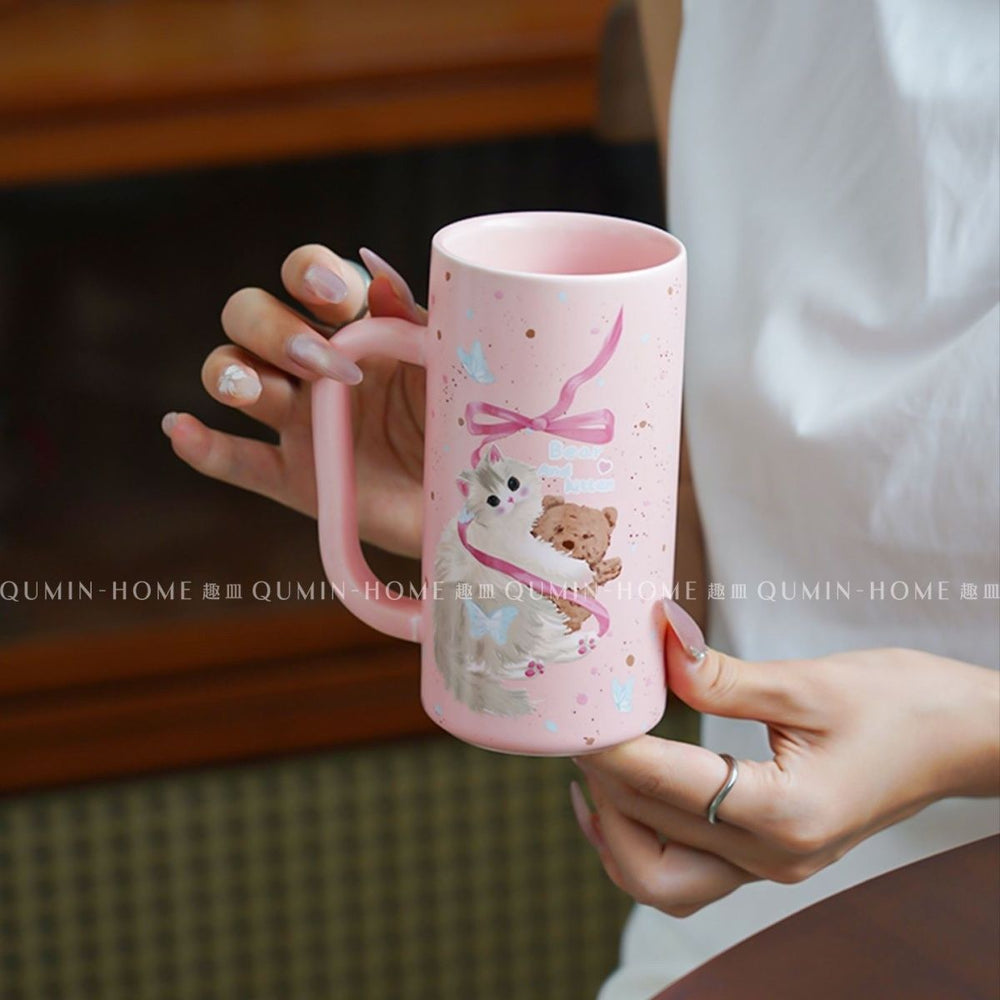 Cute ceramic mug cartoon ceramic cup high-value couple's drinking cup home breakfast cup - minor imperfections