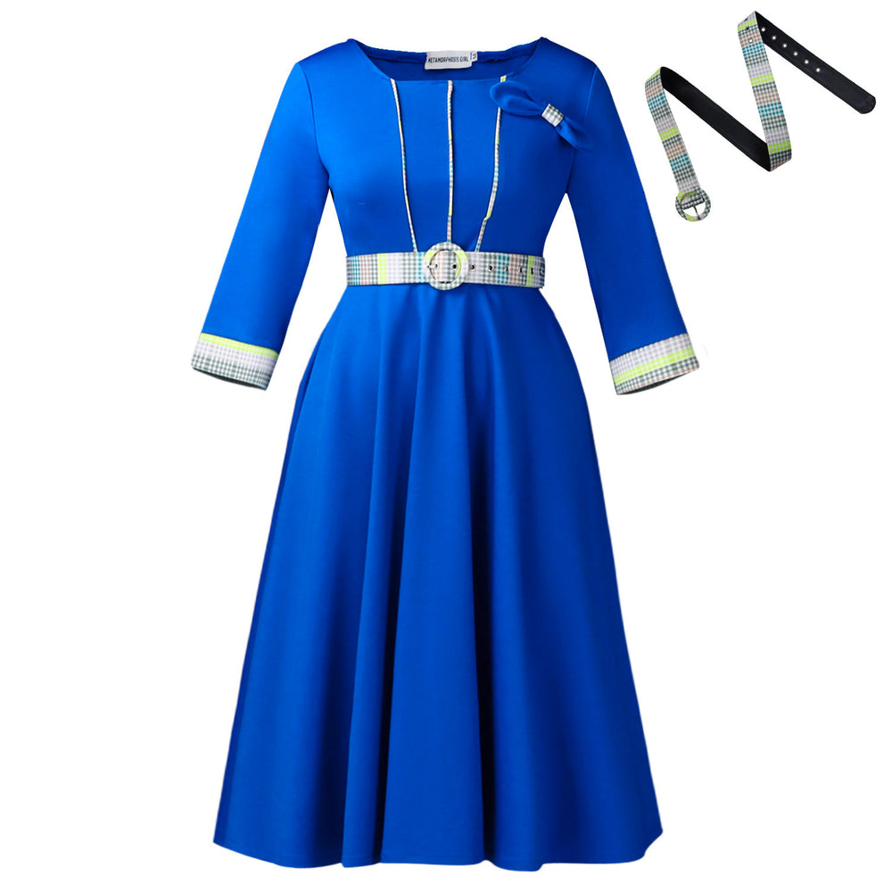 D3340  foreign trade women's clothing  new women's fashion elegant round neck patchwork african dress