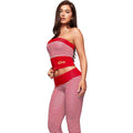 hot-selling women's clothing: sexy, slim-fit, casual striped print two-piece set with color-blocked tube top
