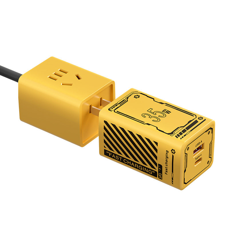 Power strip - home, dorm, office - long cord, usb, wall-mountable, multi-function socket - yellow