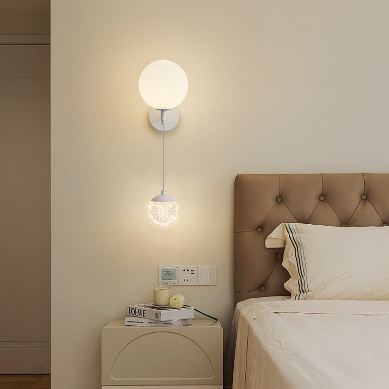 Wall lamp bedroom cream wind bedside lamp eye protection warm room new simple modern living room TV background wall lamp