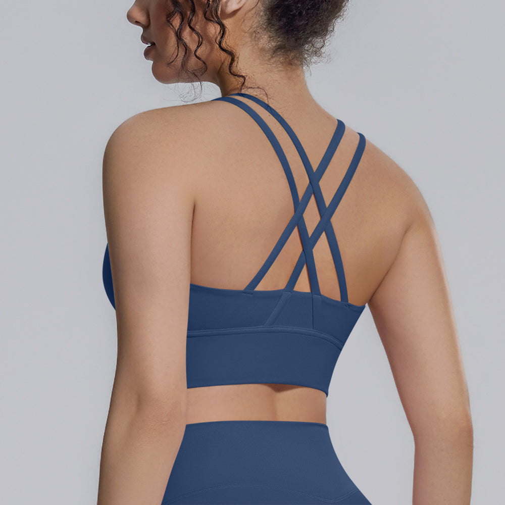 New arrival cross backless sports bra yoga wear topsbubble wrap push-up running training fitness vest for women
