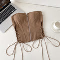 Sexy hot girl style pure color strappy tube top vest women's springoutwear waist slimming look silm waist style tops