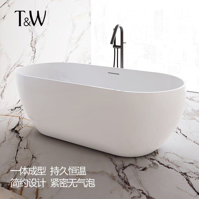 Travel acrylic freestanding bathtub household small apartment oval seamless integrated bathtub factory direct sales