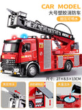 Kids' large fire truck toy - boy's alloy firefighter car with water spray, sprinkler, ladder, and rescue functions