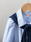 autumn new arrival: cross-border children's collared shirt dress for girls, casual shawl two-piece set