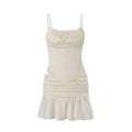 European and american women's clothing  spring new french chic sexy backless camisole ruffle mermaid skirt set