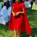 D3303 independent station export women's fashion solid color round neck pleated shawl banquet party evening dress dress