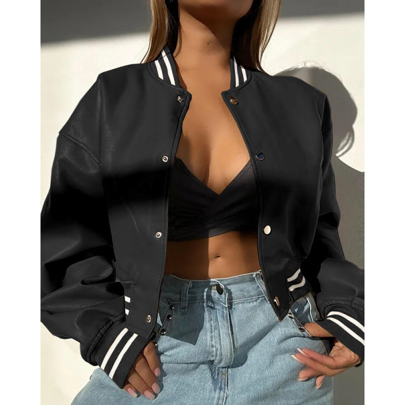 Independent station  new arrival long sleeves motorcycle fashion pu leather jacket small outwear