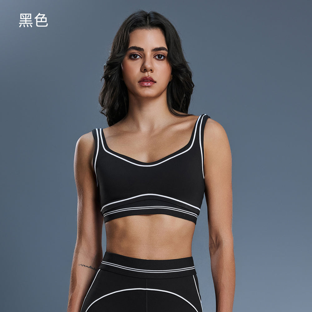 High-impact, shock-absorbing sports bra for women, designed to minimize side boob, featuring a deep u-back design for a beautiful silhouette. this barely-there, skin-friendly fitness yoga bra is perfect for your workout. model d25128
