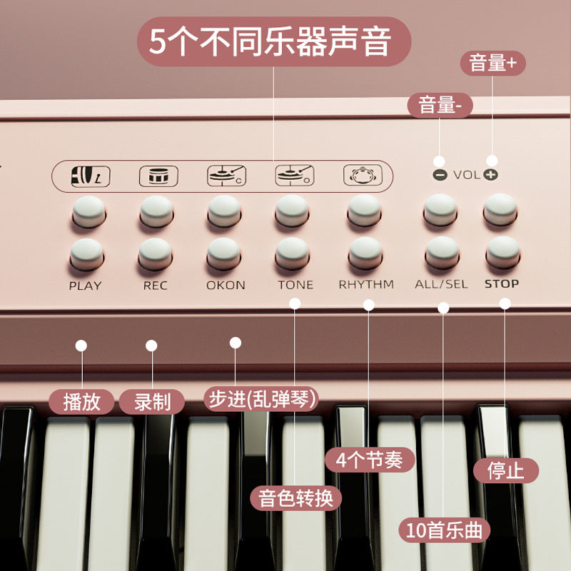New children's piano 37-key multifunctional electronic keyboard - early education toy with microphone for girls