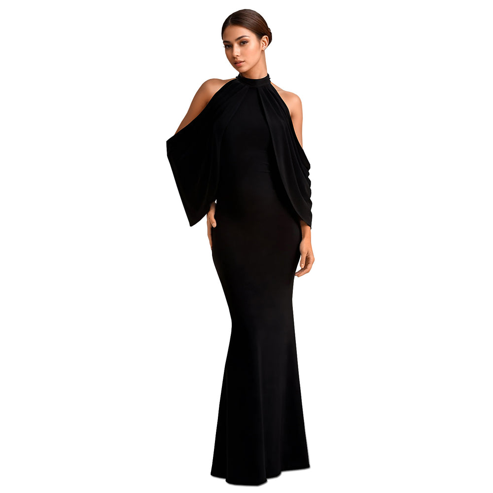 C7276 cross-border   fashionable women's bodycon elegant off-shoulder sleeveless arm-hugging dress new