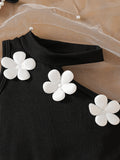 cross-border girls' fashion set: european & american style floral solid color halter top + a-line pleated skirt two-piece outfit