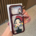 Two-tone, large-window cartoon girl phone case for iphone 18 - vintage hat girl apple 17 protective cover