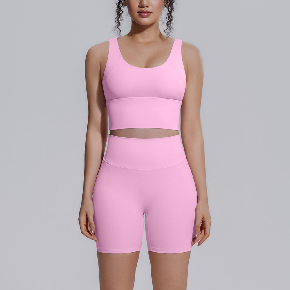 Sexy v-shaped back sports bra high waist hip lifting tight shorts suit quick-drying yoga clothes running fitness clothes