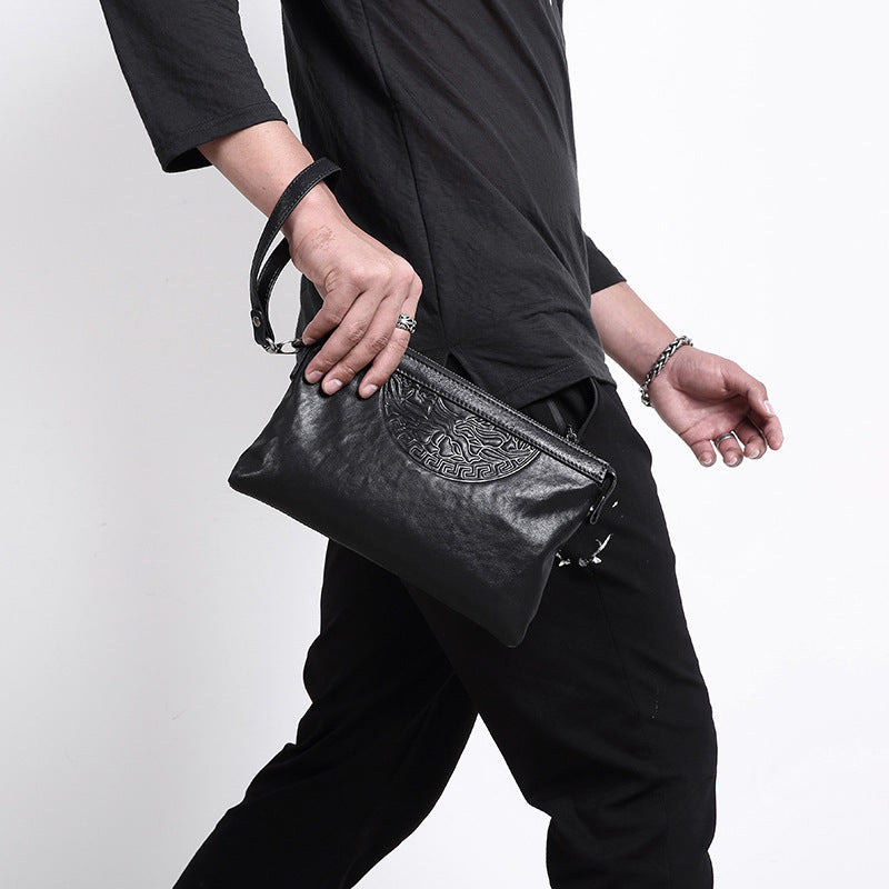Leather men's bag business casual men's cowhide clutch envelope bag fashion large capacity clutch bag men's bag bag