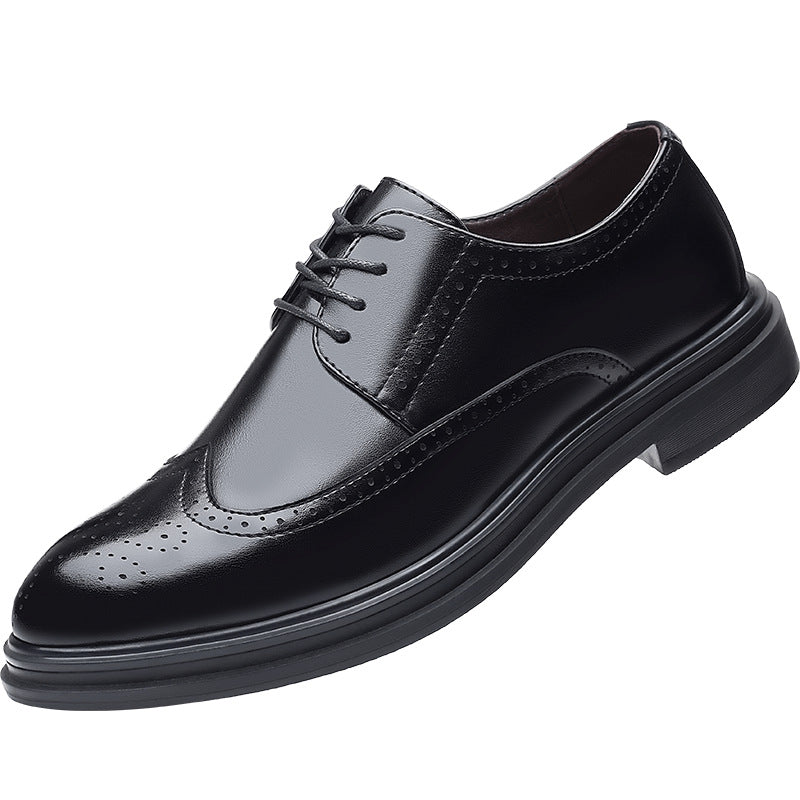 New men's brogue leather shoes - business casual, british style, formal dress shoes, korean style, breathable